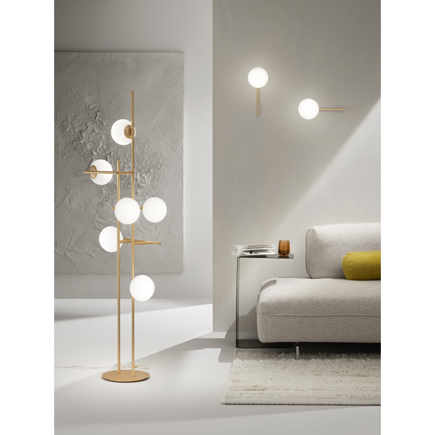 Ondaluce - Επιδαπέδιο φωτιστικό JEWEL 6xE14/10W/230V 166 εκ. χρυσό/λευκό