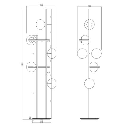 Ondaluce - Επιδαπέδιο φωτιστικό JEWEL 6xE14/10W/230V 166 εκ. χρυσό/λευκό