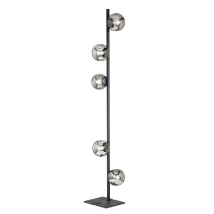 Ondaluce - Επιδαπέδιο φωτιστικό MONILE 5xE14/10W/230V 170 cm μαύρο/καπνιστό μαύρο