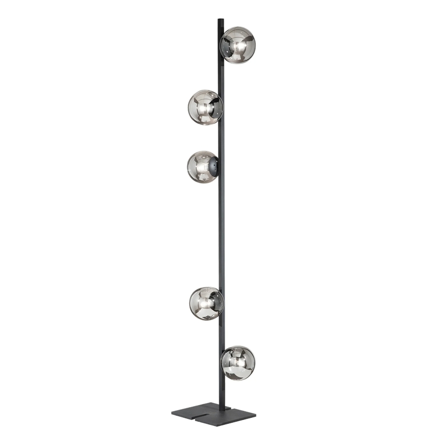 Ondaluce - Επιδαπέδιο φωτιστικό MONILE 5xE14/10W/230V 170 cm μαύρο/καπνιστό μαύρο