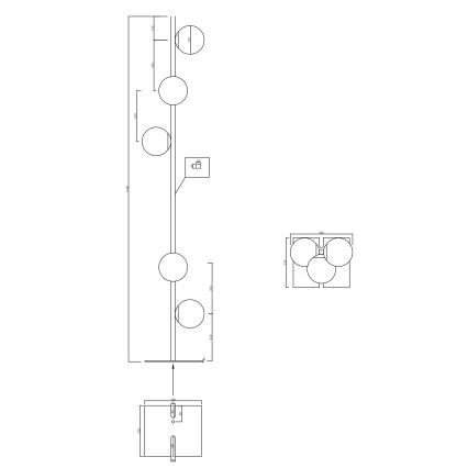 Ondaluce - Επιδαπέδιο φωτιστικό MONILE 5xE14/10W/230V 170 cm μαύρο/καπνιστό μαύρο