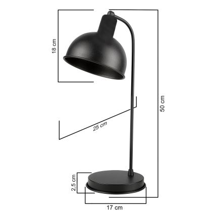 ONLI - Eπιτραπέζιο φωτιστικό ISTANBUL 1xE27/22W/230V 50 cm μαύρο