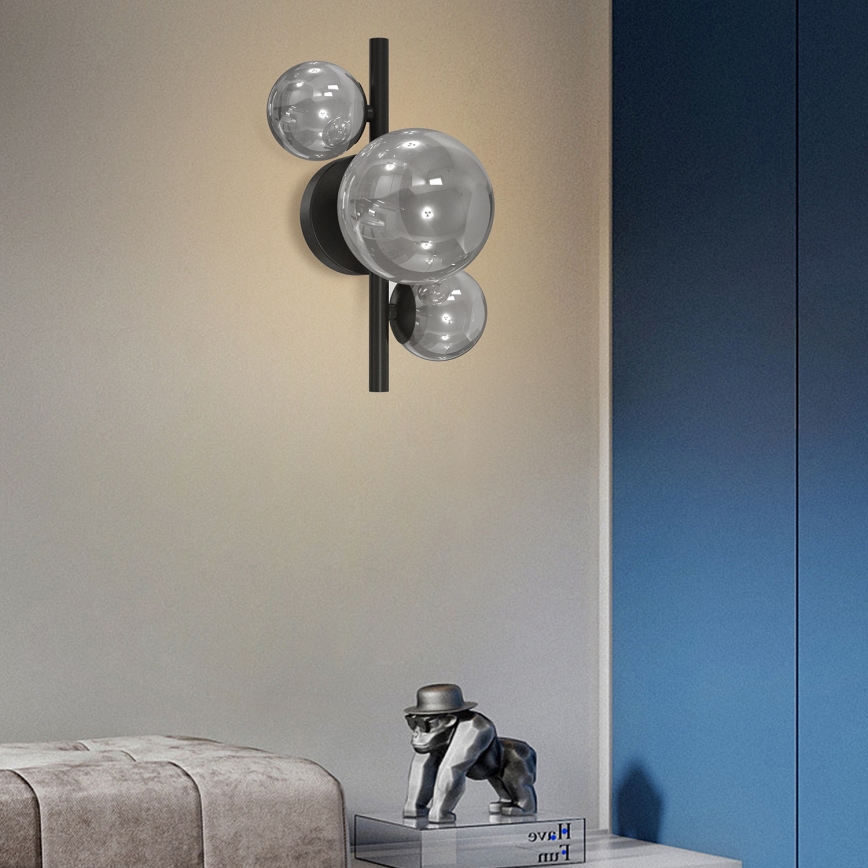 ONLI - Φωτιστικό τοίχου PALOMA 3xG9/10W/230V μαύρο/φιμέ