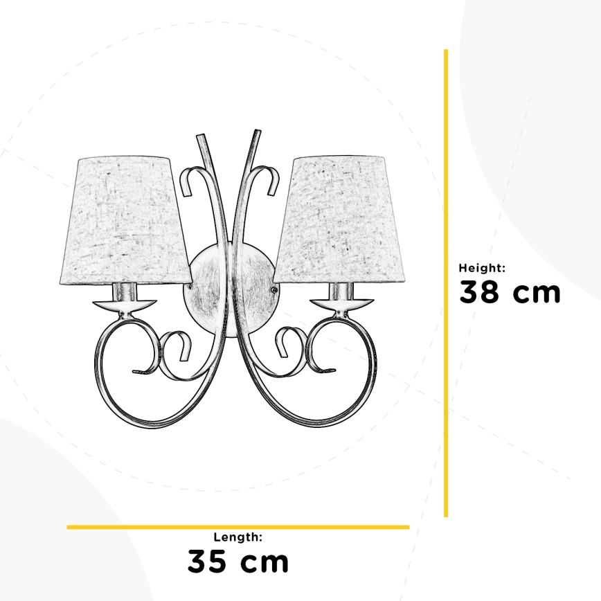 ONLI - Φωτιστικό τοίχου POMPEI 2xE14/6W/230V μπρονζέ