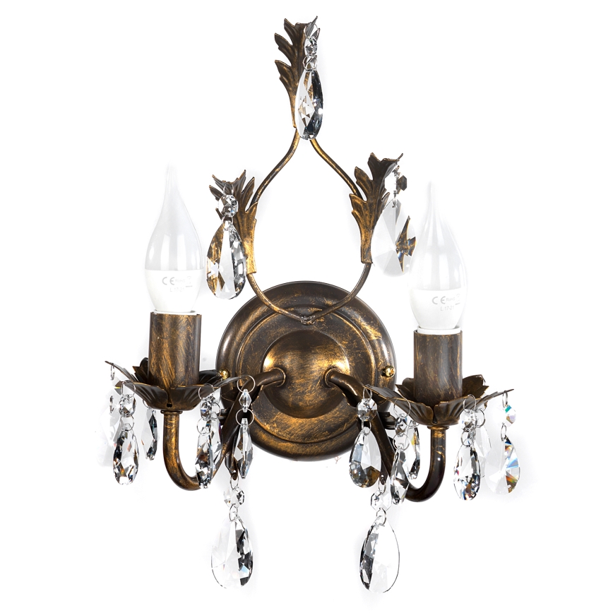 ONLI - Φωτιστικό τοίχου TERESA 2xE14/6W/230V μπρονζέ