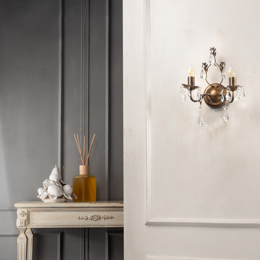 ONLI - Φωτιστικό τοίχου TERESA 2xE14/6W/230V μπρονζέ