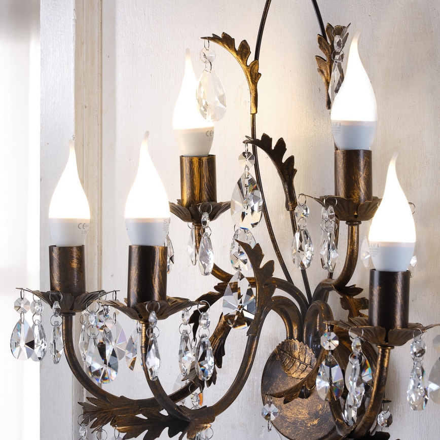 ONLI - Φωτιστικό τοίχου TERESA 5xE14/6W/230V μπρονζέ