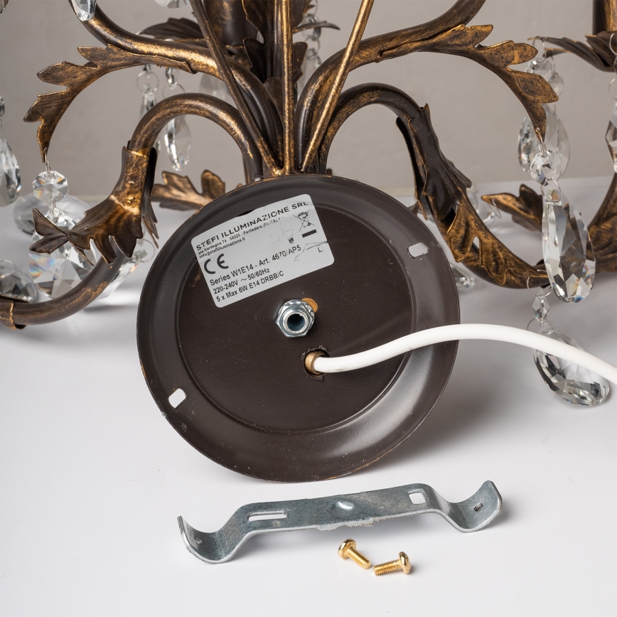 ONLI - Φωτιστικό τοίχου TERESA 5xE14/6W/230V μπρονζέ