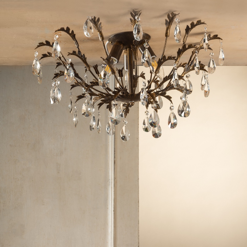 ONLI - Φωτιστικό οροφής TERESA 3xE14/6W/230V μπρονζέ