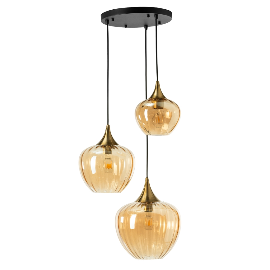 ONLI - Κρεμαστό φωτιστικό ELIDE σε καλώδιο 3xE27/15W/230V μαύρο/χάλκινο