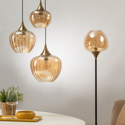 ONLI - Κρεμαστό φωτιστικό ELIDE σε καλώδιο 3xE27/15W/230V μαύρο/χάλκινο