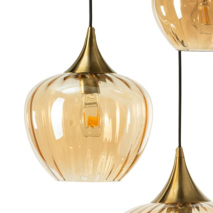ONLI - Κρεμαστό φωτιστικό ELIDE σε καλώδιο 3xE27/15W/230V μαύρο/χάλκινο