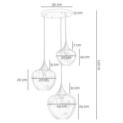 ONLI - Κρεμαστό φωτιστικό ELIDE σε καλώδιο 3xE27/15W/230V μαύρο/χάλκινο