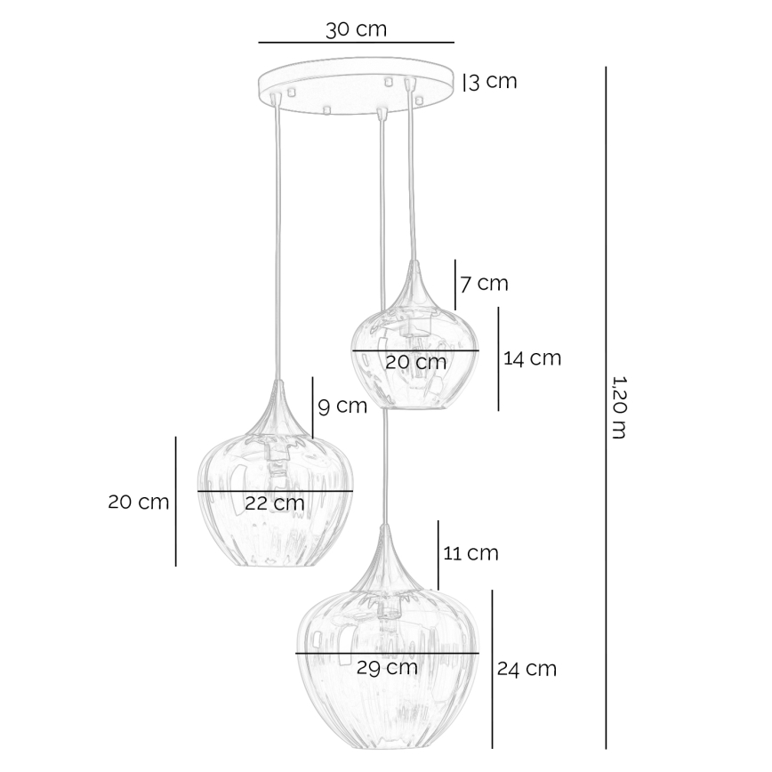 ONLI - Κρεμαστό φωτιστικό ELIDE σε καλώδιο 3xE27/15W/230V μαύρο/χάλκινο