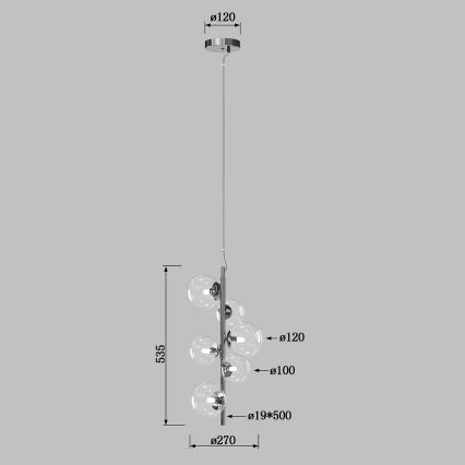 ONLI - Κρεμαστό φωτιστικό με καλώδιο KIMBERLY 6xG9/6W/230V γυαλιστερό χρώμιο