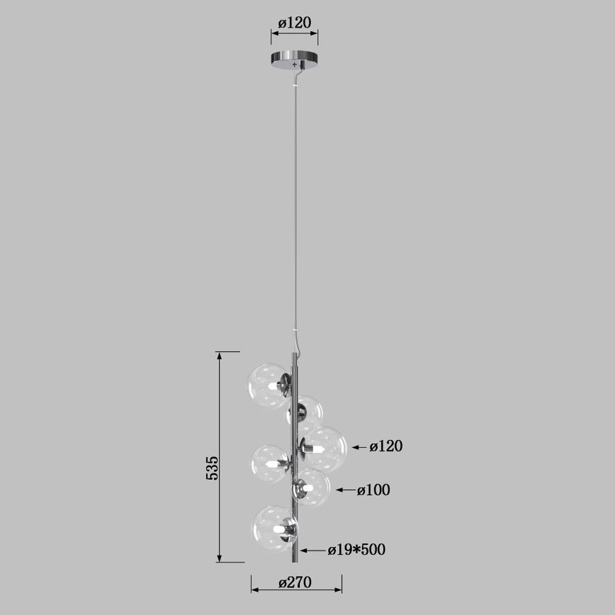 ONLI - Κρεμαστό φωτιστικό με καλώδιο KIMBERLY 6xG9/6W/230V γυαλιστερό χρώμιο