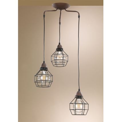 ONLI - Κρεμαστό φωτιστικό οροφής ΑΡΑΧΝΗ 3xE27/15W/230V μαύρο/καφέ