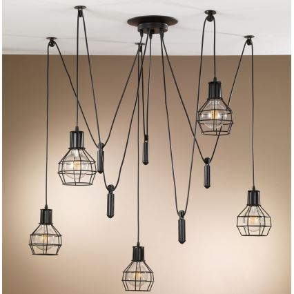 ONLI - Κρεμαστό φωτιστικό οροφής ΑΡΑΧΝΗ 5xE27/15W/230V spider μαύρο