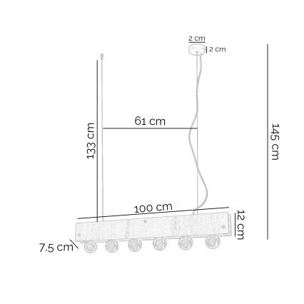 ONLI - Κρεμαστό φωτιστικό οροφής ARGO 6xE27/22W/230V γκρι