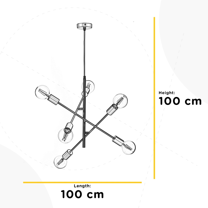 ONLI - Κρεμαστό φωτιστικό οροφής CROSS 6xE27/22W/230V