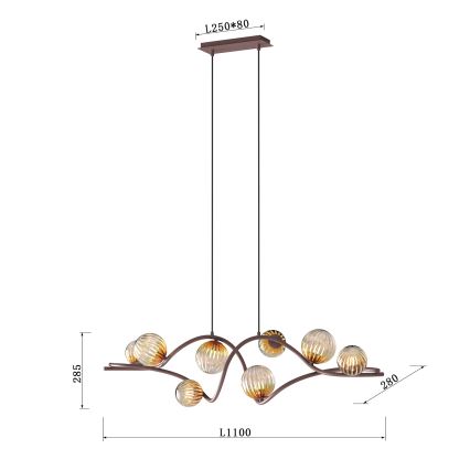 ONLI - Κρεμαστό φωτιστικό οροφής FRIDA 8xG9/10W/230V χαλκός