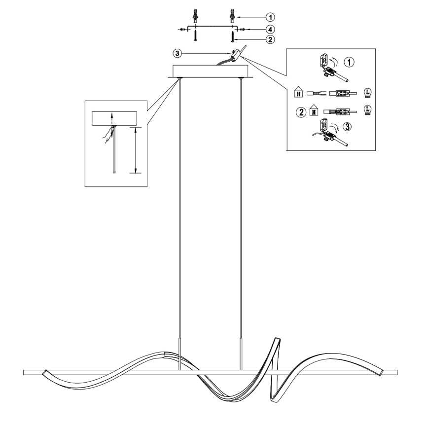 ONLI -  Κρεμαστό φωτιστικό οροφής LED TWIST LED/30W/230V 4000K μαύρο