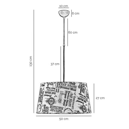 ONLI - Κρεμαστό φωτιστικό οροφής MAIDA 1xE27/15W/230V διάμετρος 50 cm καφέ