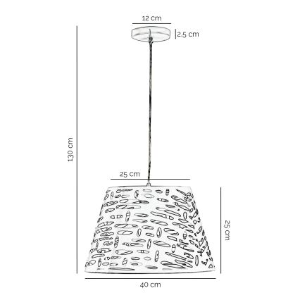 ONLI - Κρεμαστό φωτιστικό οροφής RICKY 1xE27/15W/230V διάμετρος 40 cm λευκό