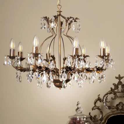 ONLI - Κρεμαστό φωτιστικό οροφής TERESA 8xE14/6W/230V μπρονζέ