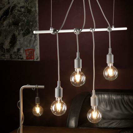 ONLI - Κρεμαστό φωτιστικό οροφής WIRE 4xE27/15W/230V γκρι/λευκό