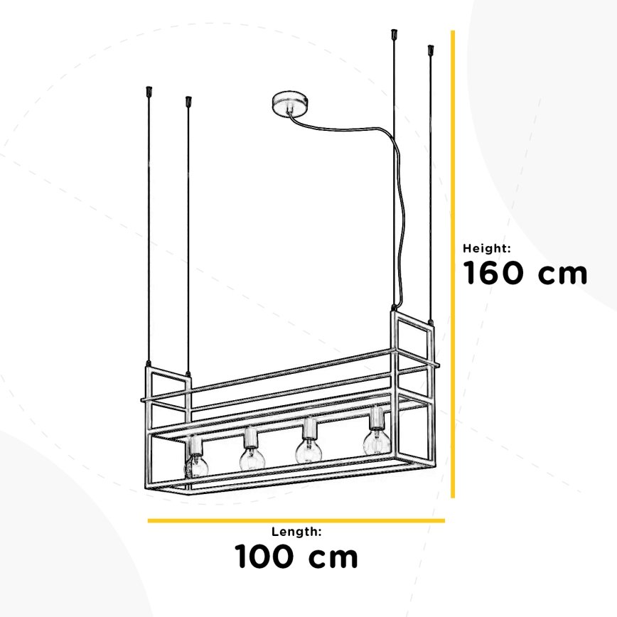 ONLI - Κρεμαστό φωτιστικό οροφής με ράφι JEFFER 4xE27/22W/230V μαύρο