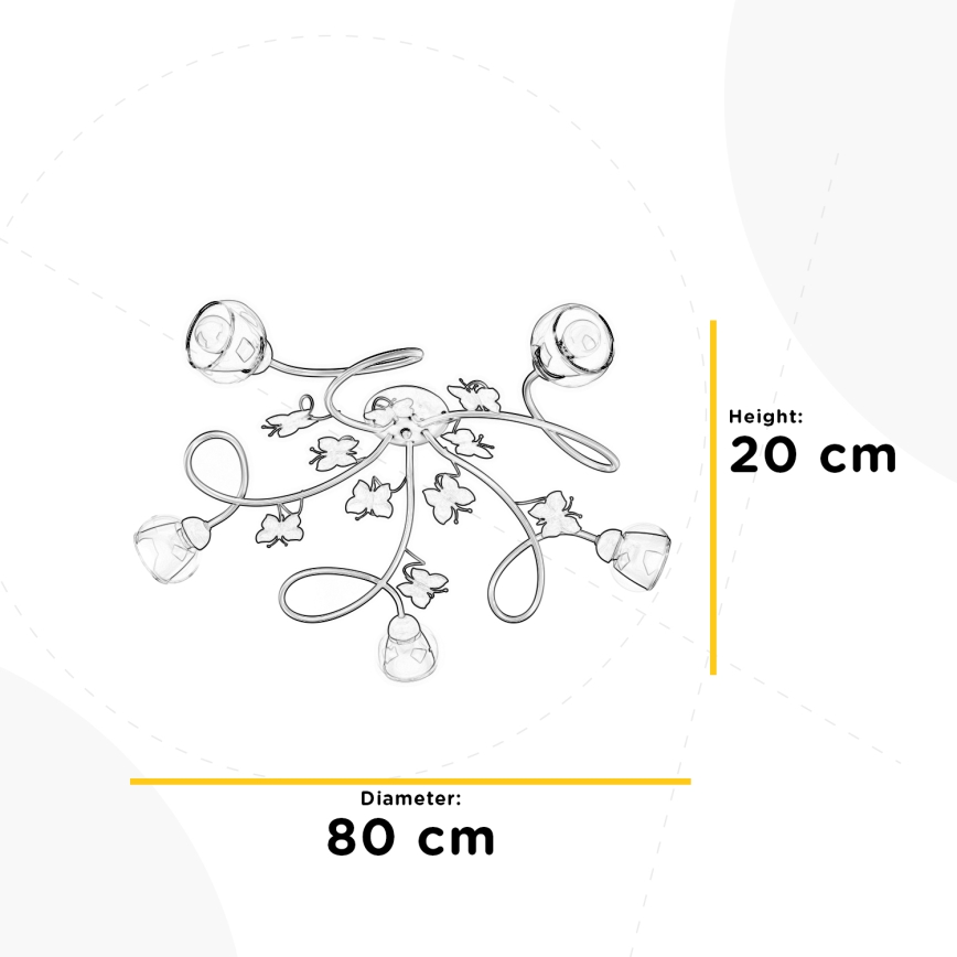 ONLI - Σταθερό παιδικό πολύφωτο BUTTERFLY 5xE14/6W/230V