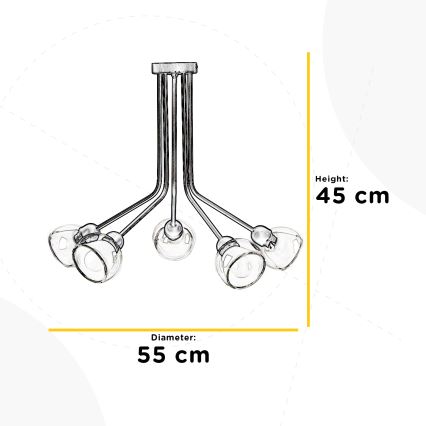 ONLI - Πλαφονιέρα οροφής DENVER 5xE14/6W/230V