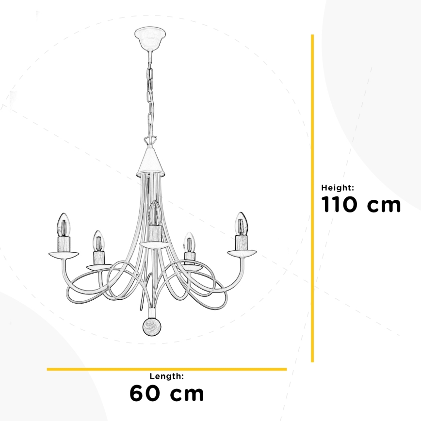 ONLI - Πολυέλαιος σε αλυσίδα MILVIA 5xE14/6W/230V μπρονζέ