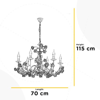 ONLI - Πολυέλαιος με αλυσίδα CAROLINA 6xE14/6W/230V μπρονζέ