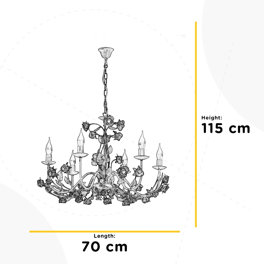 ONLI - Πολυέλαιος με αλυσίδα CAROLINA 6xE14/6W/230V μπρονζέ