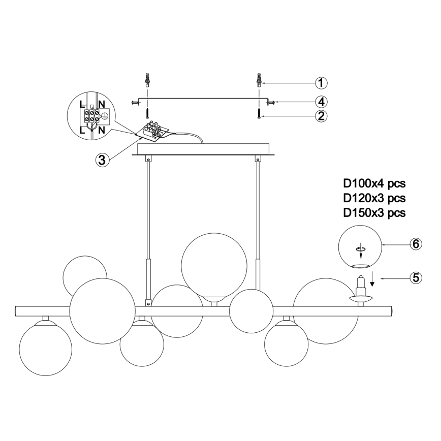 ONLI - Πολυέλαιος με σύρμα PALOMA 10xG9/3W/230V μαύρο/καπνιστό
