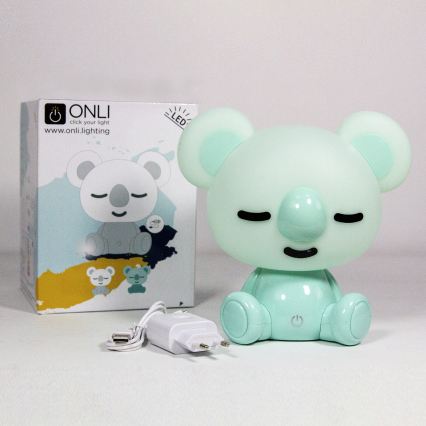 ONLI - LED Ρυθμιζόμενο παιδικό νυχτερινό φωτάκι PUPPIES LED/3W/230V 20 cm κοάλα/πράσινο