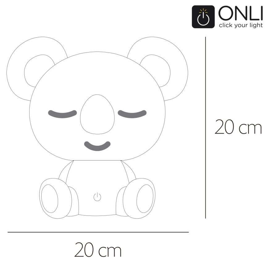 ONLI - LED Ρυθμιζόμενο παιδικό νυχτερινό φωτάκι PUPPIES LED/3W/230V 20 cm κοάλα/πράσινο