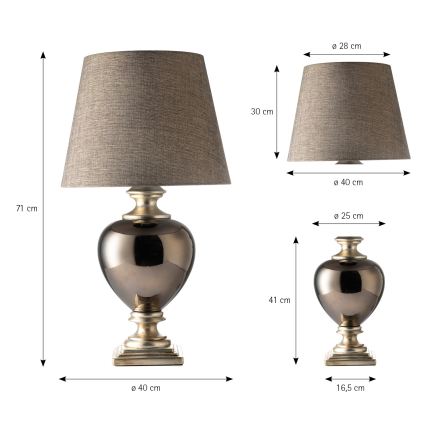 ONLI - Επιτραπέζιο φωτιστικό AMADEUS 1xE27/15W/230V γκρι