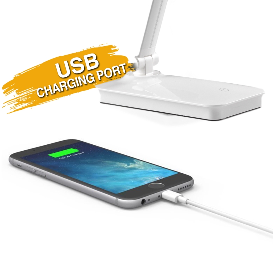 ONLI - LED Dimmable επιτραπέζιο φωτιστικό αφής με USB portem DESKI LED/7W/230V 4000K λευκό