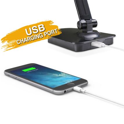 ONLI - Επιτραπέζιο φωτιστικό LED ντιμαριζόμενο με θύρα USB DESKI LED/7W/230V 4000K μαύρο