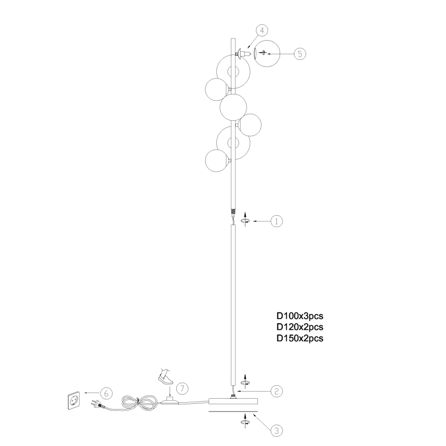 ONLI - επιδαπέδιο φωτιστικό PALOMA 7xG9/10W/230V μαύρο/φιμέ