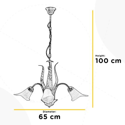 ONLI - Κρεμαστό φωτιστικό οροφήςALGA 3xE14/6W/230V μπρονζέ