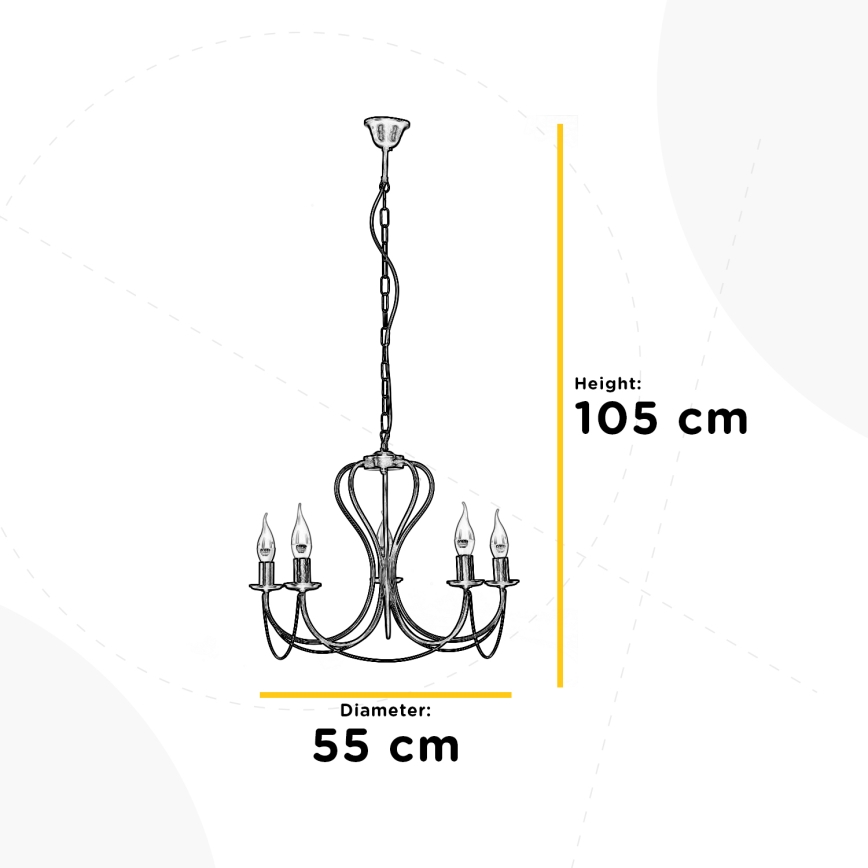 ONLI - Κρεμαστό φωτιστικό οροφής CANDELA 5xE14/6W/230V μαύρο