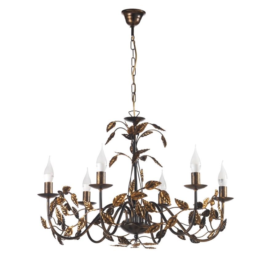ONLI - Κρεμαστό φωτιστικό οροφής COLLANA 6xE14/6W/230V μπρονζέ/χρυσό