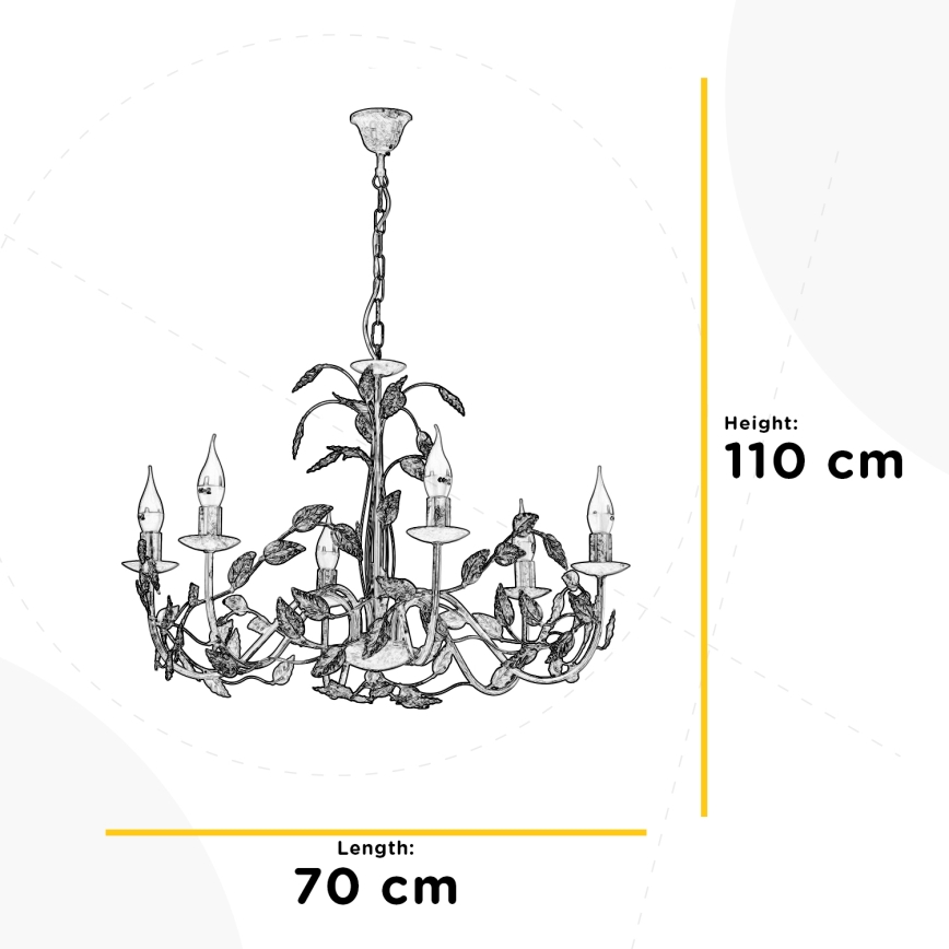 ONLI - Κρεμαστό φωτιστικό οροφής COLLANA 6xE14/6W/230V μπρονζέ/χρυσό