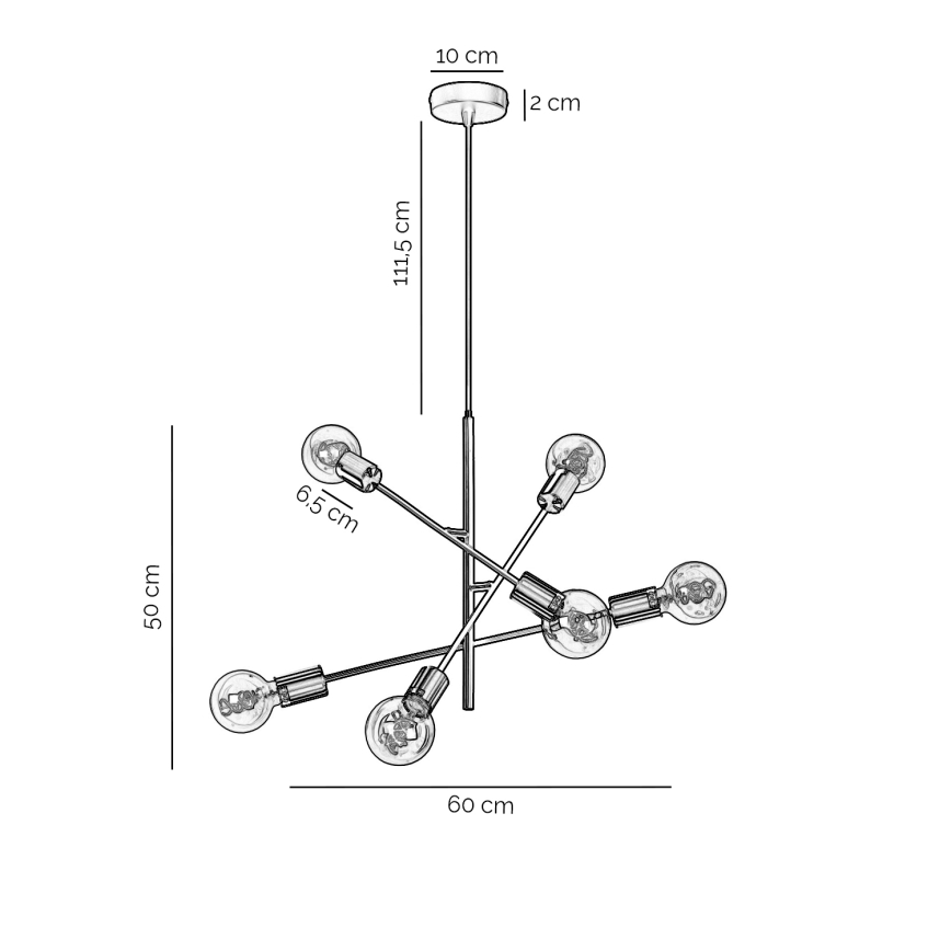 ONLI - Κρεμαστό φωτιστικό οροφής CROSS 6xE27/22W/230V μαύρο/ορείχαλκος