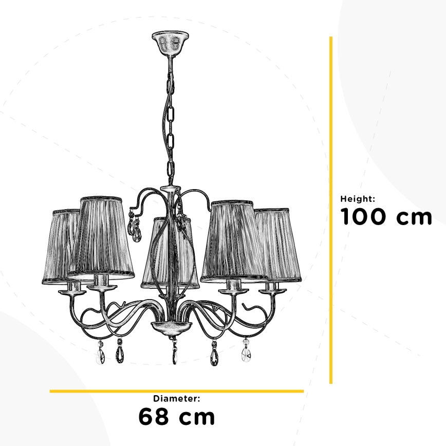 ONLI - Κρεμαστό φωτιστικό οροφής DELIA 5xE14/6W/230V