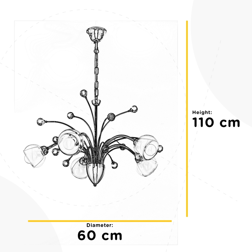 ONLI -Κρεμαστό φωτιστικό οροφής DIAMANTE 5xE14/6W/230V